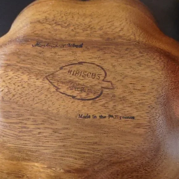 Vintage Monkey Pod Wood 5pc Small Scalloped Bowls by Hibiscus - Picture 4 of 6